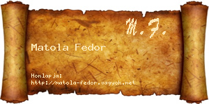 Matola Fedor névjegykártya